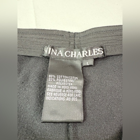 Nina Charles Black Velvet Pants Elastic Waist Size Large - Picture 3 of 8